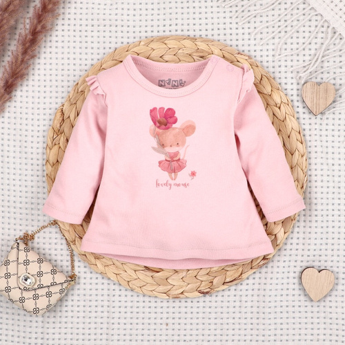 ABN-5541 Detská blúzka Nini Happy Animals z organickej bavlny - šitie bez niklu, organická, poľská výroba
