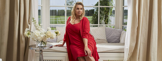 Song Dámsky župan s 3/4 rukávmi Italian Fashion - červený