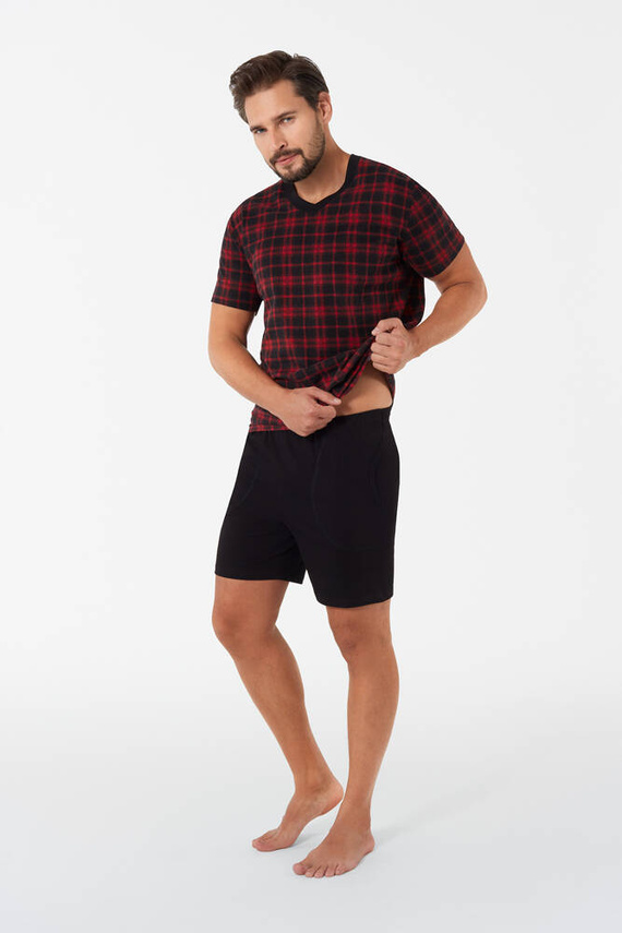 Elijah Pánske pyžamo s krátkym rukávom a šortky Italian Fashion - potlač/čierna