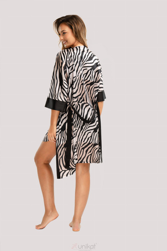 Saténový župan Braga Unikat - zebra, elegantný, s opaskom