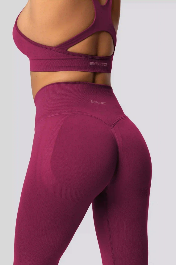 Legíny push-up Spaio PRO vysoký pás krycie tvarujúce red wine