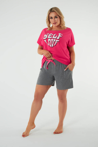 Selfie Dámske pyžamo s krátkym rukávom, šortky Italian Fashion - amarant/melanžová