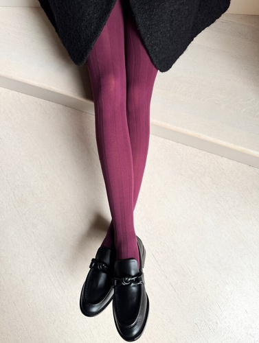 Veneziana Linea Arte pančuchy 40 den z vínneho mikrovlákna, módny pruhovaný vzor