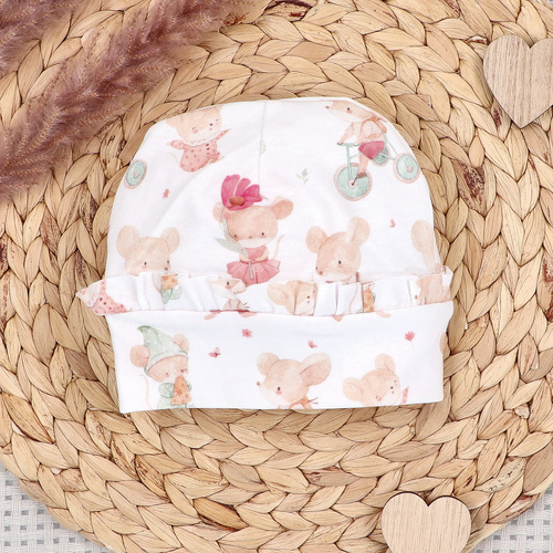 ABN-5547 Detská čiapka Nini Happy Animals z organickej bavlny - bezpečná, ekologická, pohodlná