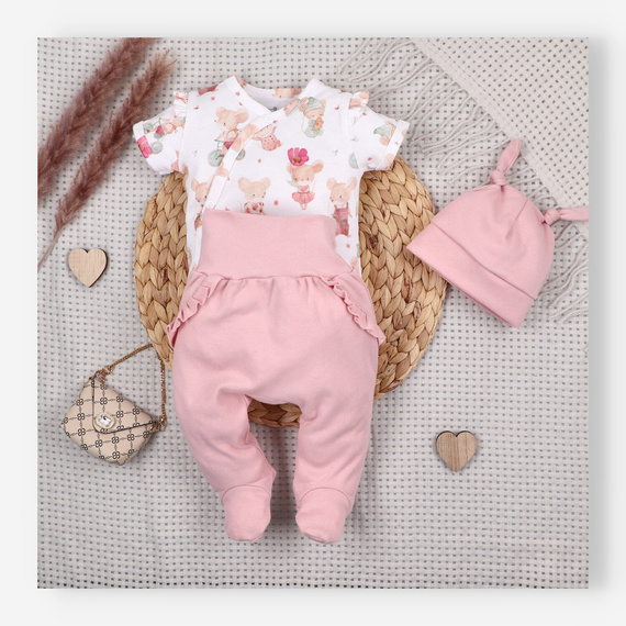 Detské body Nini Little Mouse organická bavlna zavinovacie krátky rukáv