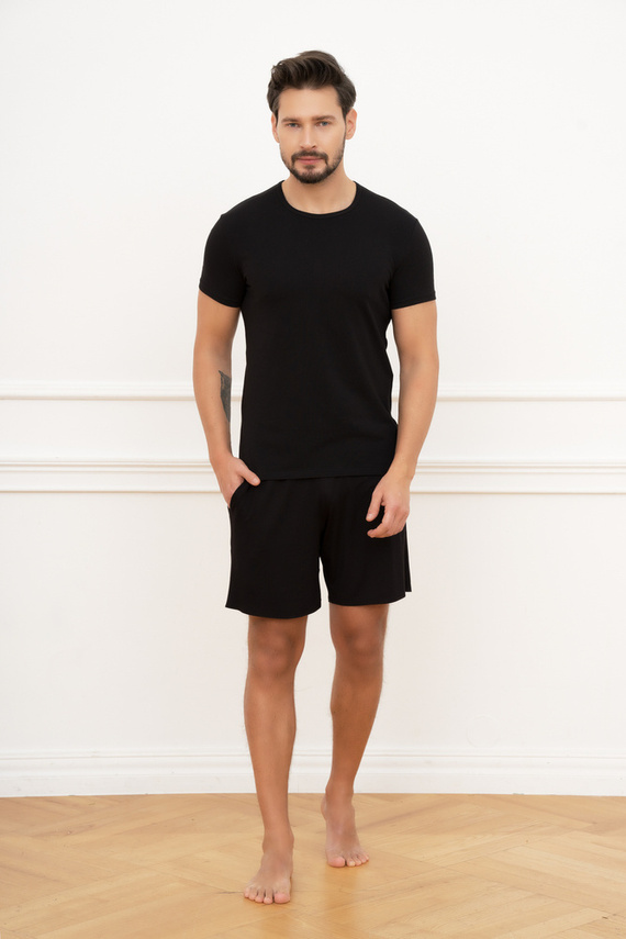 Ikar Pánske tričko s krátkym rukávom Italian Fashion - čierne