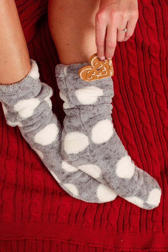 553/554 Wellsoft Hladké ponožky na spanie De Lafense - sivé veľké kruhy