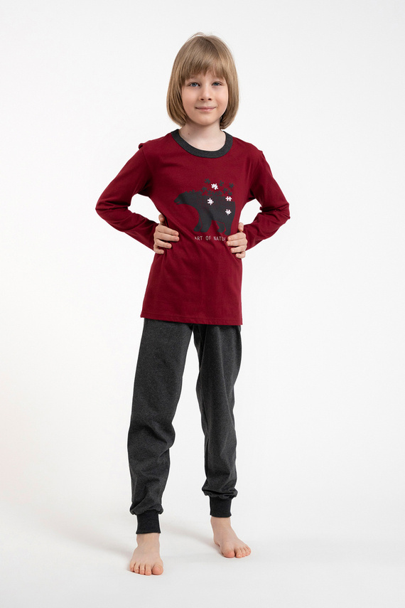 Chlapčenské pyžamo Morten Italian Fashion burgundy/c.melange