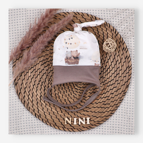 ABN-5547 Detská čiapka Nini Happy Animals z organickej bavlny - bezpečná, ekologická, pohodlná