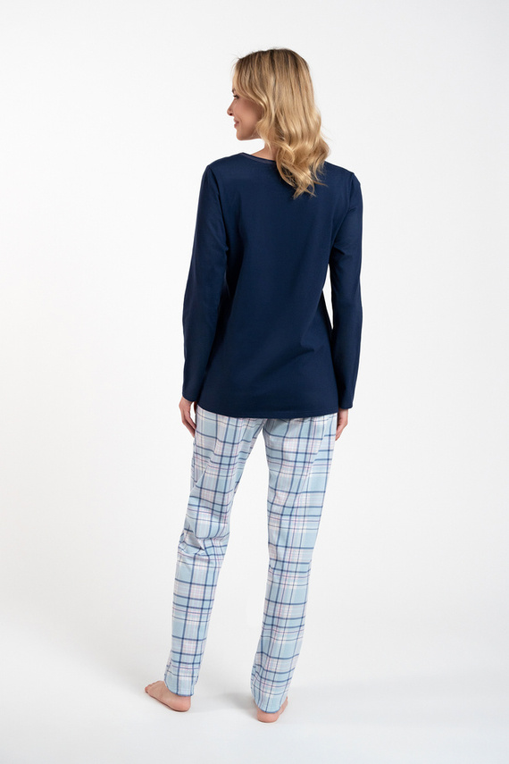 Glamour Dámske pyžamo s dlhým rukávom a dlhými nohavicami Italian Fashion - námornícka modrá/potlač