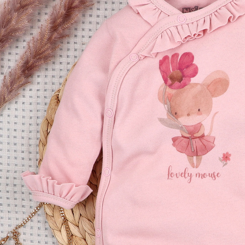 Dojčenský overal Nini Little Mouse 100% bio bavlna pre novorodenca