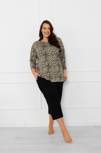 Kenya Dámske pyžamo Italian Fashion - leopardí vzor, 3/4 rukáv a 3/4 nohavice