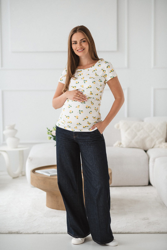 Milk Shirt Milk&Love dojčiaca a materská blúzka s krátkym rukávom v citrónovej farbe - pohodlná a štýlová