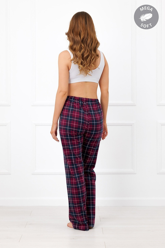 Italian Fashion Alana dámske dlhé bavlnené nohavice Mega Soft káro