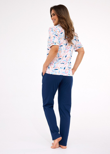 696/453 Cornette Anette dámske pyžamo | Bavlna, otvorený predný diel, dlhý lem, krátky rukáv