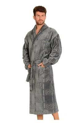 803 / 819 Dvojitý froté pánsky župan Forex - grécka sivá (grey greek)