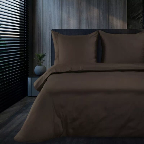 1G Elegantné saténové posteľné prádlo Eva Minge Eurofirany hnedé | makrosatén 100% bavlna