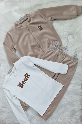 Detská tepláková súprava Bear Velour Bambarillo beige | Soft set