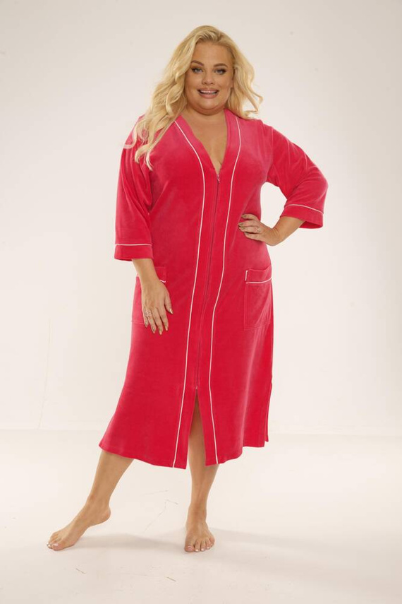 974 / 352 Dámsky župan Velour Forex - malinový