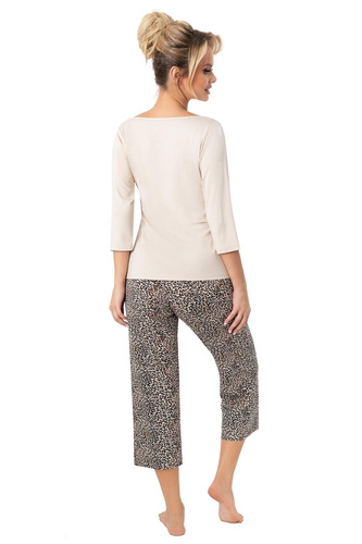 Omari 3/4 Dámske pyžamo Donna beige - 3/4 rukáv, 95% viskóza, ľahké a ženské