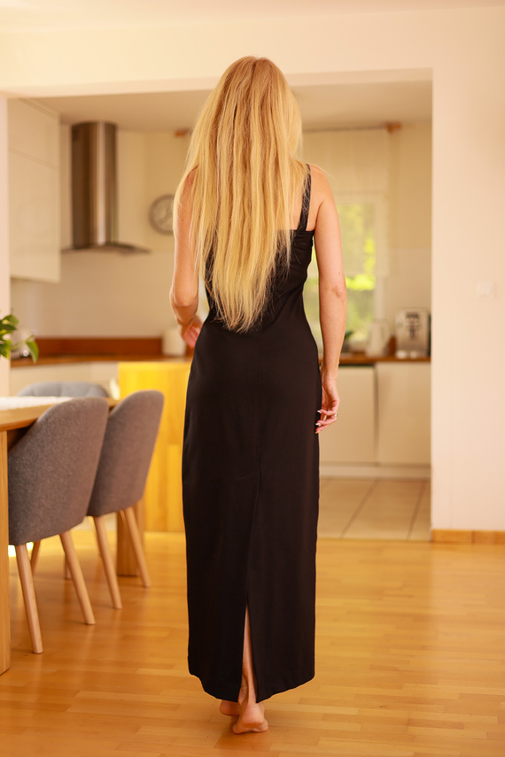 Irving - dámsky komplet: maxi šaty + blúzka, 95% bavlna 5% elastan | Poľská značka Mirale - čierna