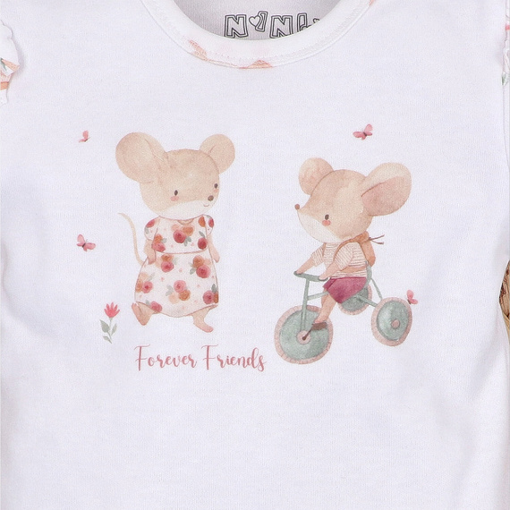 Body bebé Nini Little Mouse algodón orgánico botones hombro manga corta