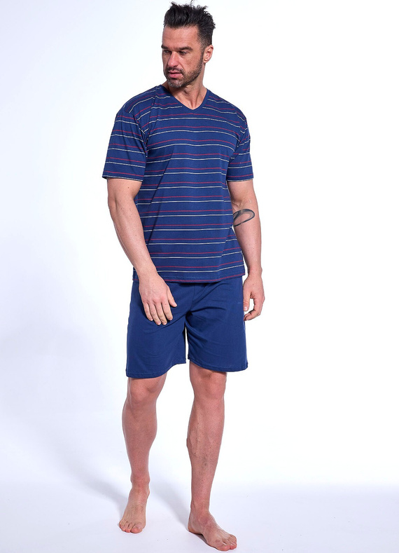 330/48 Various Piżama męska krótki rękaw, spodenki Cornette granatowy