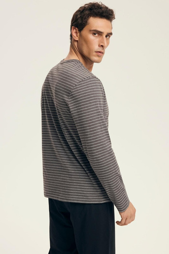 Pánske pyžamo Premium 43455 New Henderson šedé - bavlna, dlhý rukáv, elegantné balenie