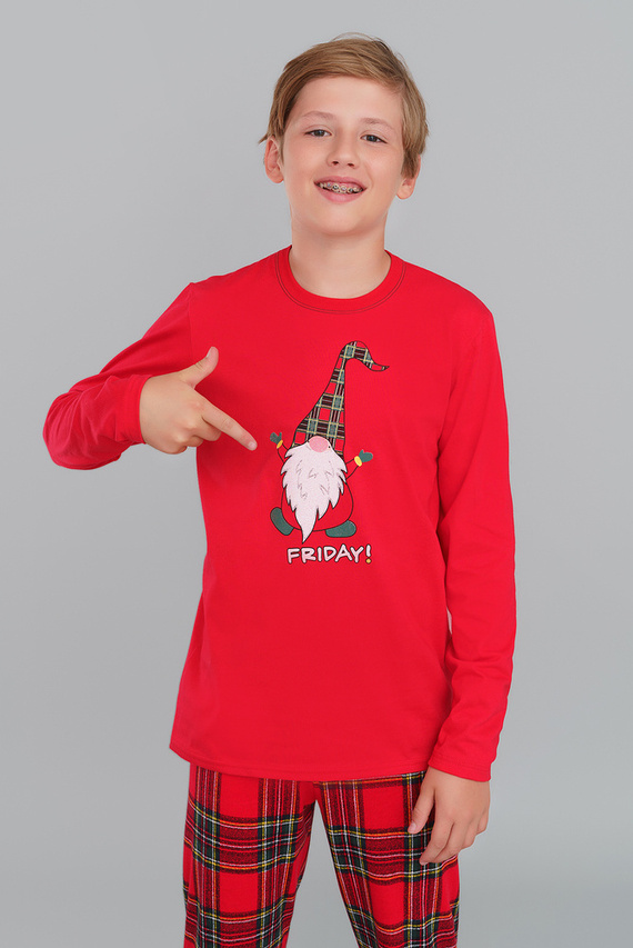 Chlapčenské pyžamo Narvik Italian Fashion - červené/potlač
