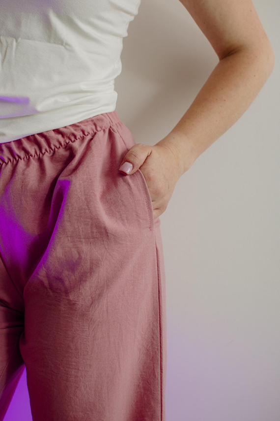 Maeve 875 De Lafense dámske pyžamové nohavice - dlhé, hladké, s vreckami - ružové