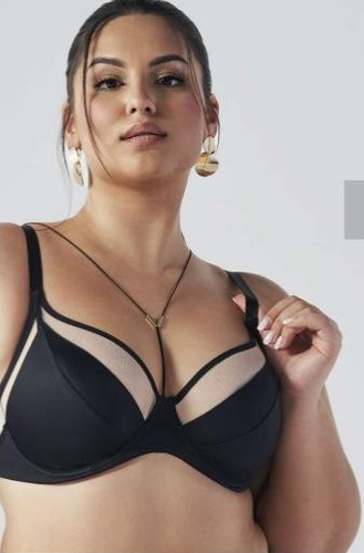 2135 Polomäkká podprsenka Ava s polstrovanými vankúšikmi - čierna