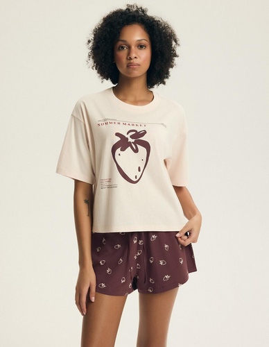 Dámske pyžamo Henderson Evika 44474 – bavlna, jahody, šortky