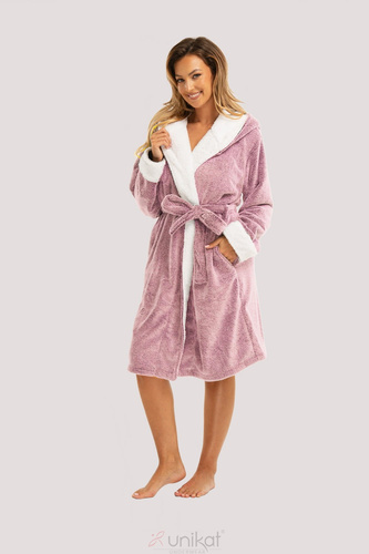 Dámsky župan Sharon Unikat - ružový, mäkký s kapucňou a pásom, jemný a ľahký