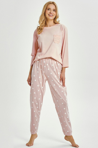 Nori 3442 Taro dámske pyžamo ružové bavlnené 7/8 rukáv pohodlné