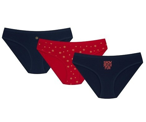36508-K086 Henderson Dámske nohavičky tmavomodro-červené - bavlnené bikiny 3-pack