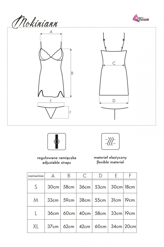 Mokiniann LC 93007 Dámska košeľa + tangá LivCo Corsetti Fashion