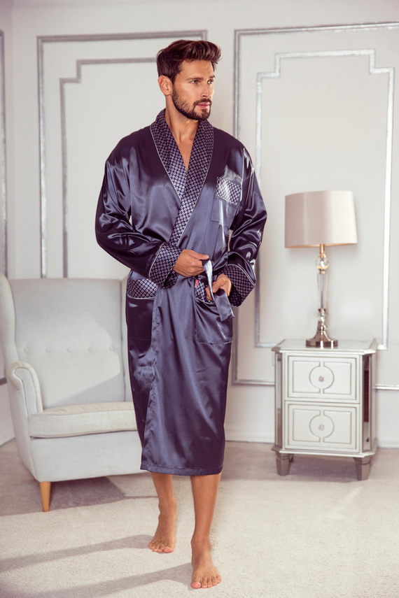 940 Forex pánsky saténový župan - sivý