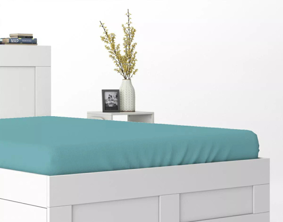 Mikrosaténové prestieradlo s gumou Poly Detexpol hladké turquoise