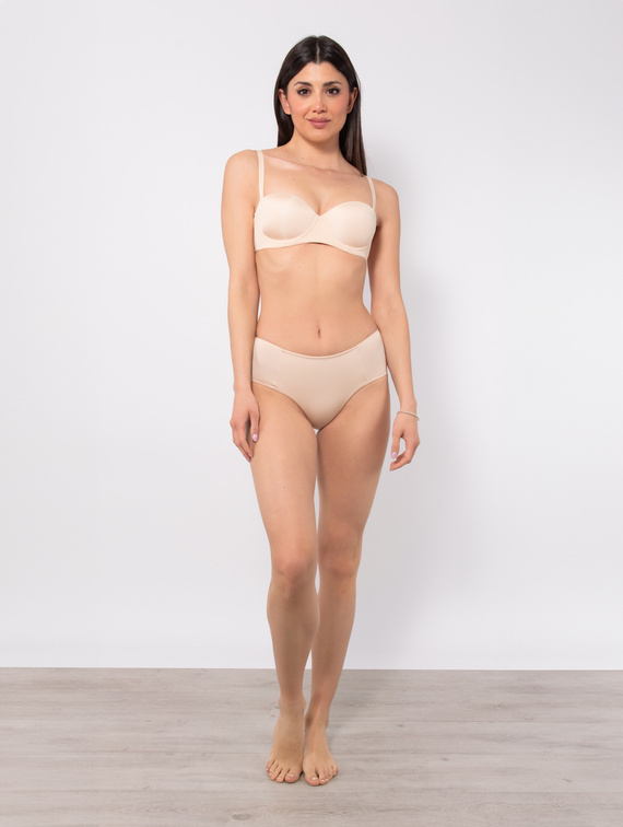 2550 Podprsenka Bandeau - vystužená, hladká, s odnímateľnými ramienkami Sielei beige