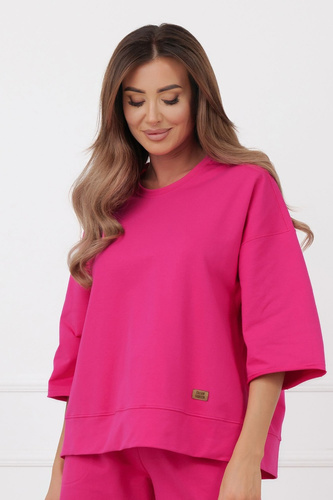 Mikina Kaori Italian Fashion 3/4 rukáv bavlna elastan - fuksia