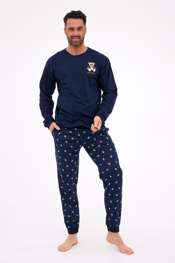 939/300 Big Boss Cornette - pánske pyžamo tmavomodré, bavlna, s potlačou