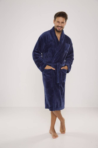 811 De Lafense pánsky plyšový župan - denim