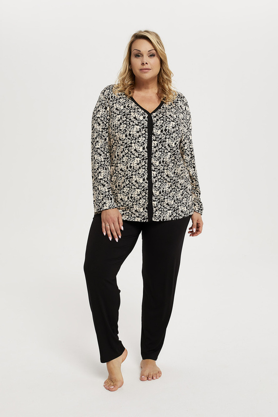 Abisynia Dámske pyžamo s dlhým rukávom a dlhými nohavicami Italian Fashion - potlač/čierna