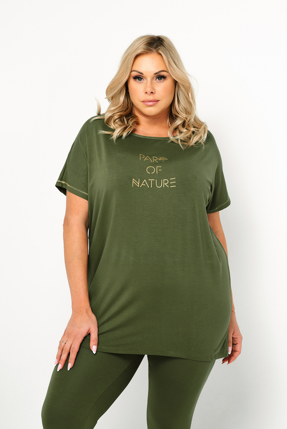 Dámske pyžamo Natura s krátkym rukávom a 3/4 nohavicami Italian Fashion - khaki
