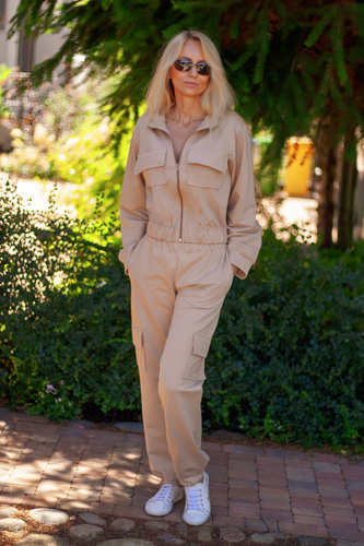 Mili Mirale dámska bavlnená tepláková súprava s vreckami - poľská výroba - béžová