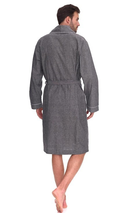 2532 Zeus Pánsky župan L&L sivý - dlhý, bavlna, melanž, klasický