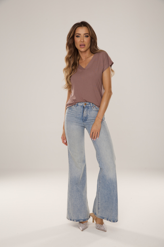 774 Vendy Dámska blúzka De Lafense - viskóza, krátky rukáv - mocca