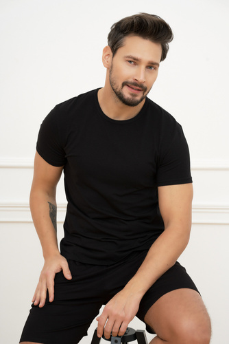 Ikar Pánske tričko s krátkym rukávom Italian Fashion - čierne