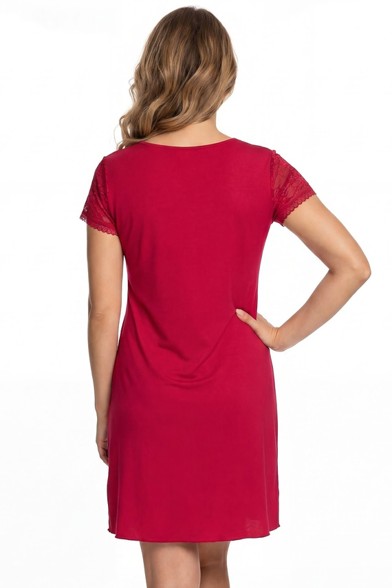 Nočná košeľa Elena Donna viskóza čipka elegantná mäkká V-výstrih wineberry