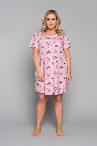 Orso Nočná košeľa bez gombíkov, krátky rukáv s potlačou Talianska móda - ružová